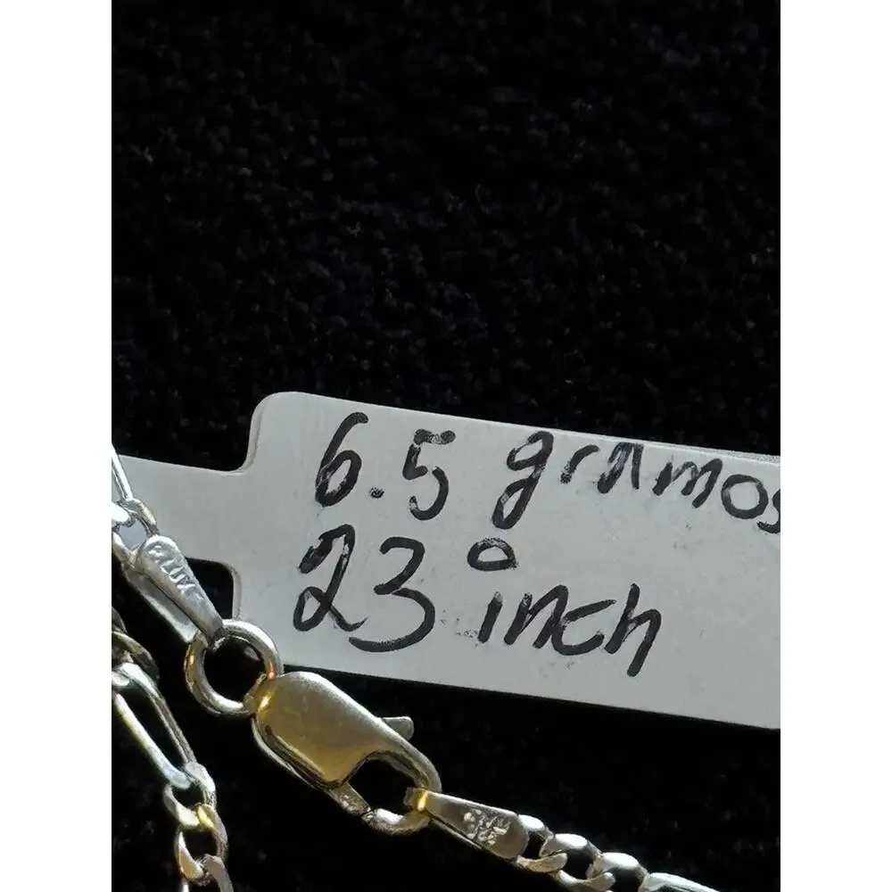 Sterling Silver Octopus Pendant Necklace 23 Inch Figaro Chain 925 CZ Accents
